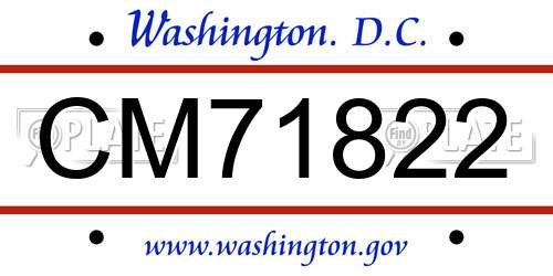 CM71822 District Of Columbia License Plate