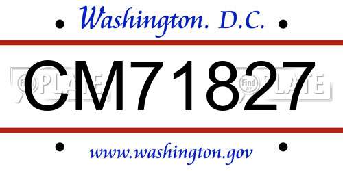 CM71827 District Of Columbia License Plate
