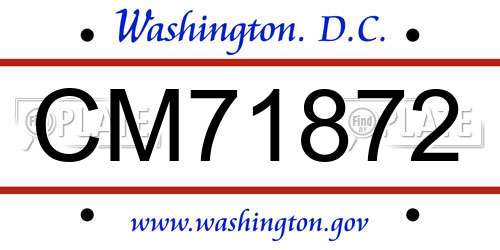 CM71872 District Of Columbia License Plate