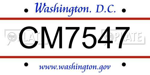 CM7547 District Of Columbia License Plate