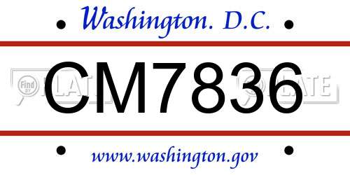 CM7836 District Of Columbia License Plate