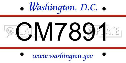 CM7891 District Of Columbia License Plate