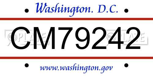 CM79242 District Of Columbia License Plate
