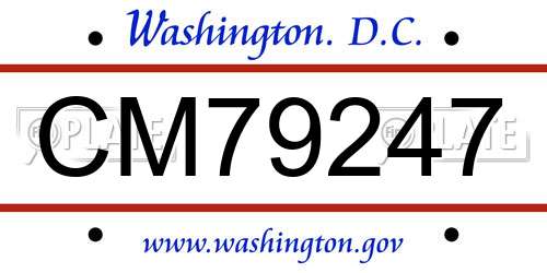 CM79247 District Of Columbia License Plate