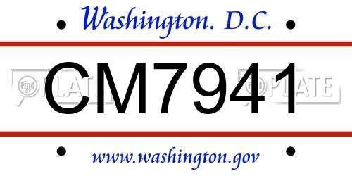 CM7941 District Of Columbia License Plate