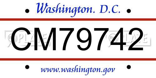 CM79742 District Of Columbia License Plate