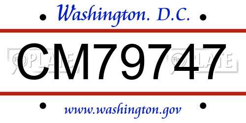 CM79747 District Of Columbia License Plate
