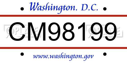 CM98199 District Of Columbia License Plate