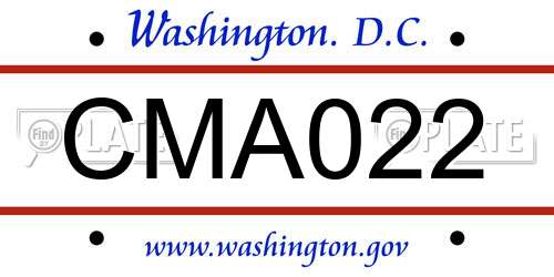CMA022 District Of Columbia License Plate