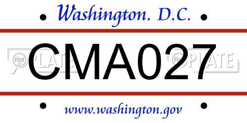 CMA027 District Of Columbia License Plate