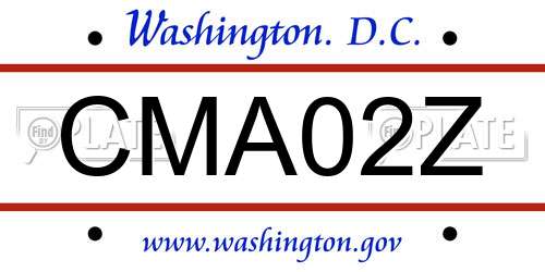 CMA02Z District Of Columbia License Plate
