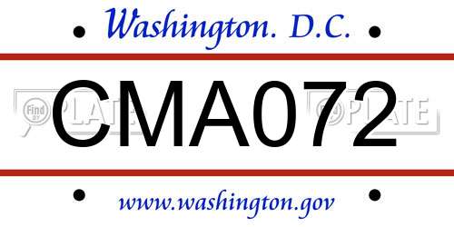 CMA072 District Of Columbia License Plate