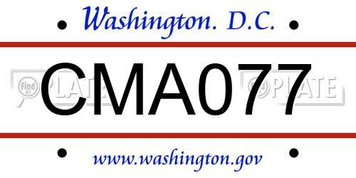 CMA077 District Of Columbia License Plate
