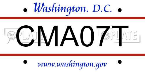 CMA07T District Of Columbia License Plate
