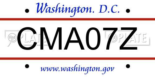 CMA07Z District Of Columbia License Plate