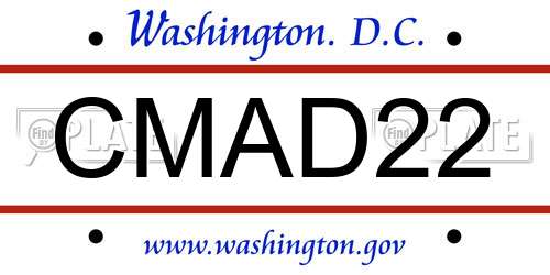 CMAD22 District Of Columbia License Plate