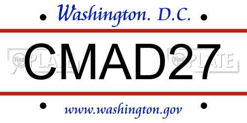 CMAD27 District Of Columbia License Plate