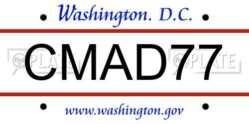 CMAD77 District Of Columbia License Plate
