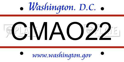 CMAO22 District Of Columbia License Plate