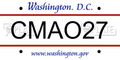 CMAO27 District Of Columbia License Plate