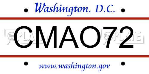 CMAO72 District Of Columbia License Plate