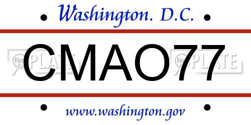 CMAO77 District Of Columbia License Plate