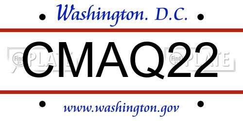 CMAQ22 District Of Columbia License Plate