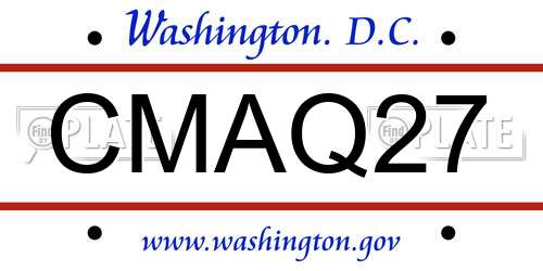 CMAQ27 District Of Columbia License Plate