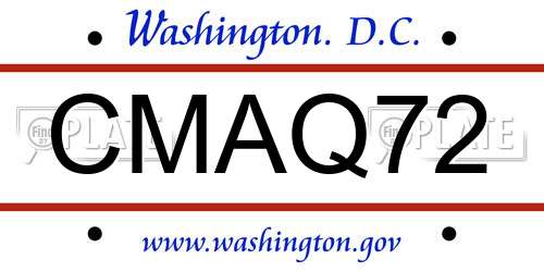 CMAQ72 District Of Columbia License Plate