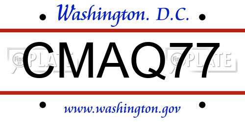 CMAQ77 District Of Columbia License Plate