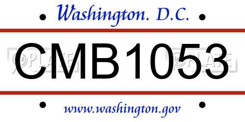 CMB1053 District Of Columbia License Plate