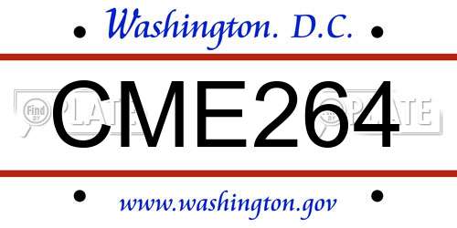 CME264 District Of Columbia License Plate