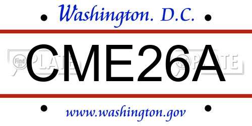 CME26A District Of Columbia License Plate