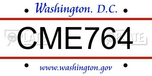 CME764 District Of Columbia License Plate