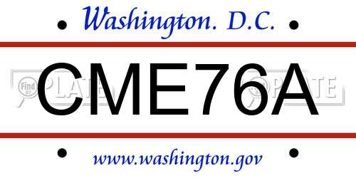 CME76A District Of Columbia License Plate