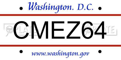 CMEZ64 District Of Columbia License Plate