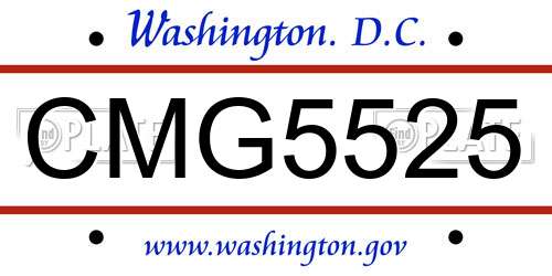CMG5525 District Of Columbia License Plate