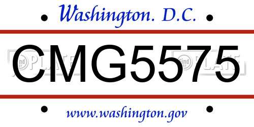 CMG5575 District Of Columbia License Plate