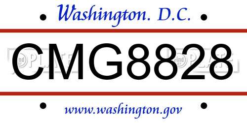 CMG8828 District Of Columbia License Plate