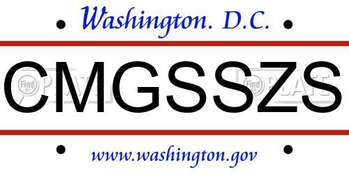 CMGSSZS District Of Columbia License Plate