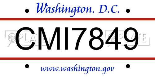 CMI7849 District Of Columbia License Plate