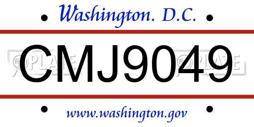 CMJ9049 District Of Columbia License Plate