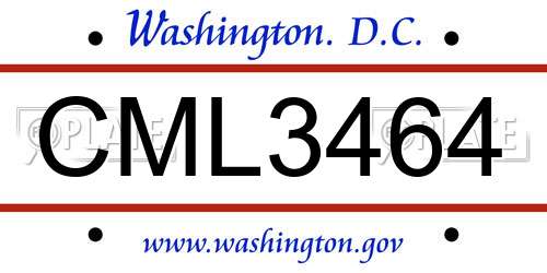 CML3464 District Of Columbia License Plate