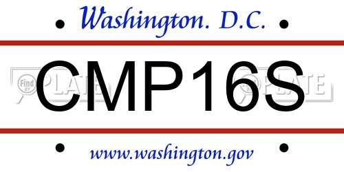 CMP16S District Of Columbia License Plate