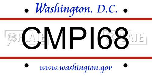 CMPI68 District Of Columbia License Plate