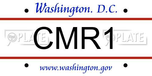 CMR1 District Of Columbia License Plate