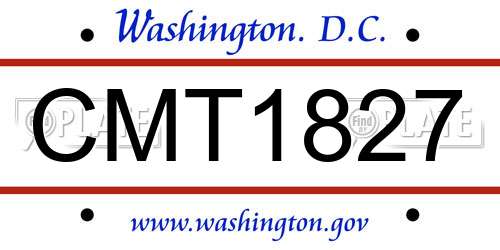 CMT1827 District Of Columbia License Plate