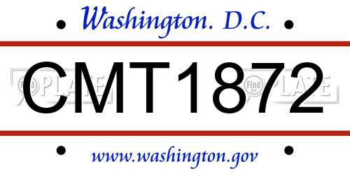 CMT1872 District Of Columbia License Plate