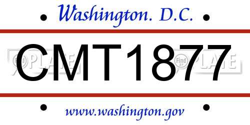 CMT1877 District Of Columbia License Plate