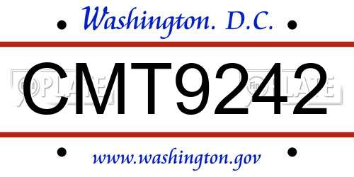 CMT9242 District Of Columbia License Plate